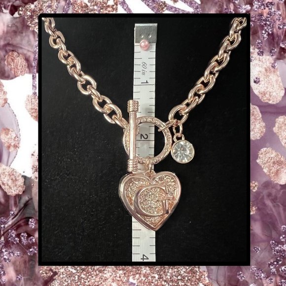 Rose Gold Plated Necklace & Bracelet with "G" Charms & Toggle Clasps - Picture 5 of 9